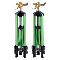 Kolmijalkainen iskupulssiruisku messinkipäällä alumiini‑muovirunko 360 asteen pyörivä säädettävä korkeus puutarhaan 2 kpl