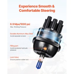 Hydraulinen perämoottorin ohjauspakkaus 90 hv 13,5 tuuman ohjauspyörä kaksi 26 jalan letkua