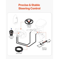 Hydraulinen perämoottorin ohjauspakkaus 90 hv 13,5 tuuman ohjauspyörä kaksi 26 jalan letkua