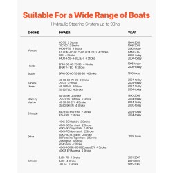 Hydraulinen perämoottorin ohjauspakkaus 90 hv 13,5 tuuman ohjauspyörä kaksi 26 jalan letkua