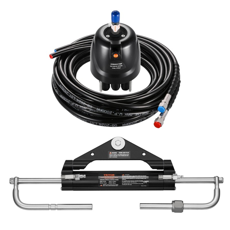 Hydraulinen perämoottorin ohjaussarja yksimoottorisiin veneisiin enintään 150HP 13,5 tuuman ohjauspyörä 2 hydrauliletkua