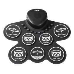 Rullattava sähkörumpumatto seitsemän rumpualuetta silikonipinnat kaksi jalkapedaalia ladattava akku