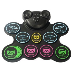 Sähköinen silikonirumpumatto 9 alueinen 2 jalkapoljinta ladattava akku MIDI liitäntä kuulokeliitäntä