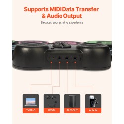 Sähköinen silikonirumpumatto 9-alueinen 2 jalkapoljinta ladattava akku MIDI-liitäntä kuulokeliitäntä