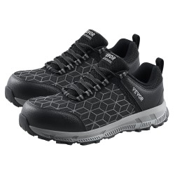 Miesten turvakengät alumiinivarvassuojalla verkkopäällinen leveä koko 12 liukastumaton pohja musta