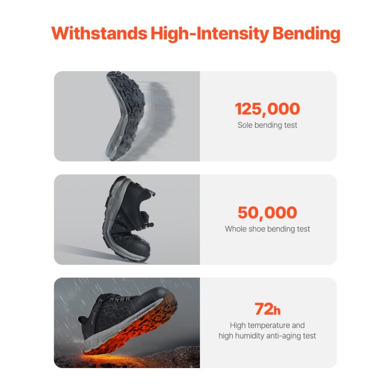 Miesten turvakengät alumiinivahvistetulla kärjellä verkko ja jaettu nahka 1 pari US 9.5