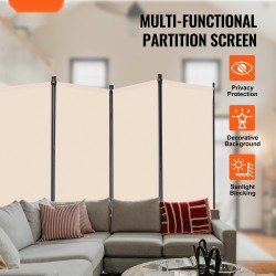 Tilanjakaja 4 paneelia Oxford kangas rautarunko taittuva beige