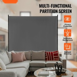 Yhden paneelin huoneenjakaja rautarunko 181 cm korkea harmaa Oxford-kangas