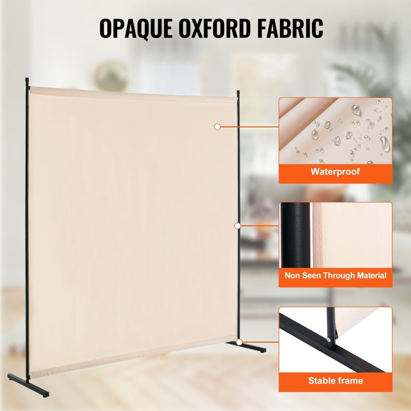 Huoneenjakaja yksipaneelinen vapaasti seisova rautarunko Oxford-kangas 1810x1815x500 mm beige