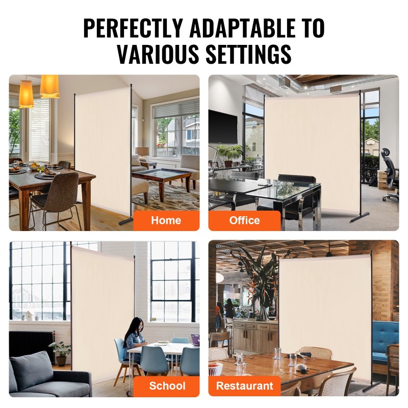 Huoneenjakaja yksipaneelinen vapaasti seisova rautarunko Oxford-kangas 1810x1815x500 mm beige