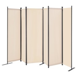 Tilanjakaja 6-paneelinen Oxford-kangas rautarungolla taitettava beige liikuteltava jalustalla