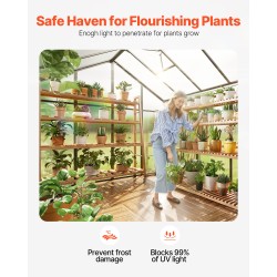 Kasvihuone polykarbonaattinen alumiinirunkoinen 236 x 346 cm avautuva ovi 2 tuuletusikkunaa ulkokäyttöön