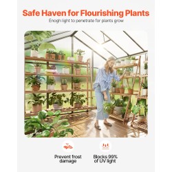 Polykarbonaattikasvihuone 8 x 14 jalkaa alumiinirunkoinen saranoitu ovi 2 säädettävää kattoluukkua