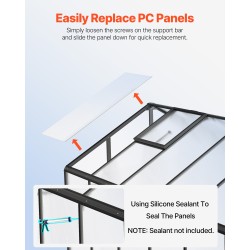 Polykarbonaattikasvihuone 8 x 14 jalkaa alumiinirunkoinen saranoitu ovi 2 säädettävää kattoluukkua