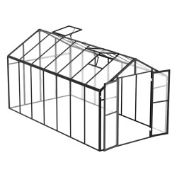 Polykarbonaattikasvihuone 8 x 14 jalkaa alumiinirunkoinen saranoitu ovi 2 säädettävää kattoluukkua