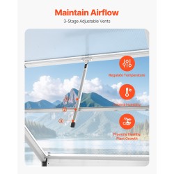 Polykarbonaattikasvihuone alumiinirunkoinen 184 x 126 x 193 cm liukuovella kolmiporttisella kattoluukulla