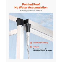 Polykarbonaattikasvihuone alumiinirunkoinen 184 x 126 x 193 cm liukuovella kolmiporttisella kattoluukulla