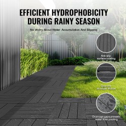 Napsautettavat terassilaatat PP-muoviset 36 kpl 300 x 300 mm tummanharmaa ulkokäyttöön