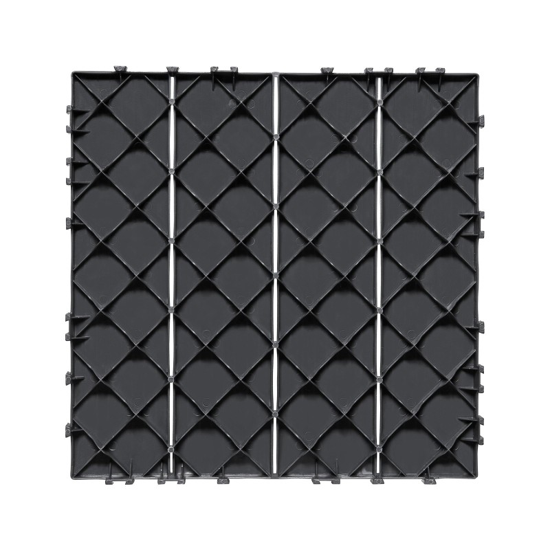 Napsautettavat terassilaatat PP-muoviset 36 kpl 300 x 300 mm tummanharmaa ulkokäyttöön