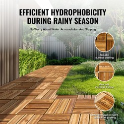 Lukittuvat terassilaatat mäntypintaiset 300 x 300 mm 27 kpl PP-ritiläpohjalla vesitiiviit