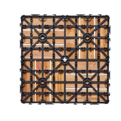 Lukittuvat terassilaatat mäntypintaiset 300 x 300 mm 27 kpl PP-ritiläpohjalla vesitiiviit