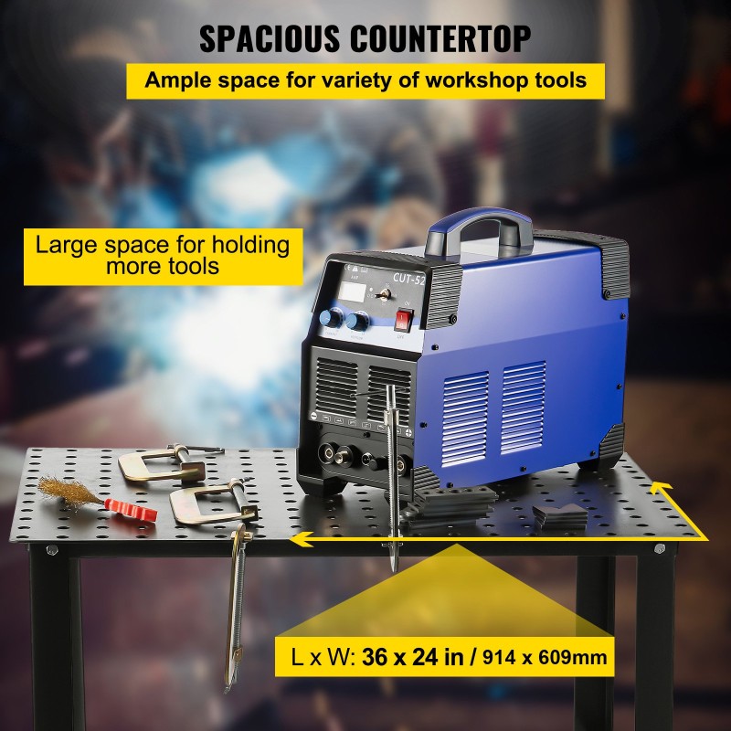 Hitsauspöytä galvanoitu hiiliteräs 914 x 609 mm 16 mm kiinnitysreiät