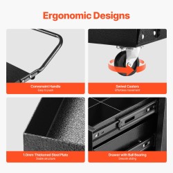 Hitsausvaunu hiiliteräs 350 paunan staattinen kantavuus kaksi laatikkoa lukittava kaappi kääntyvät pyörät