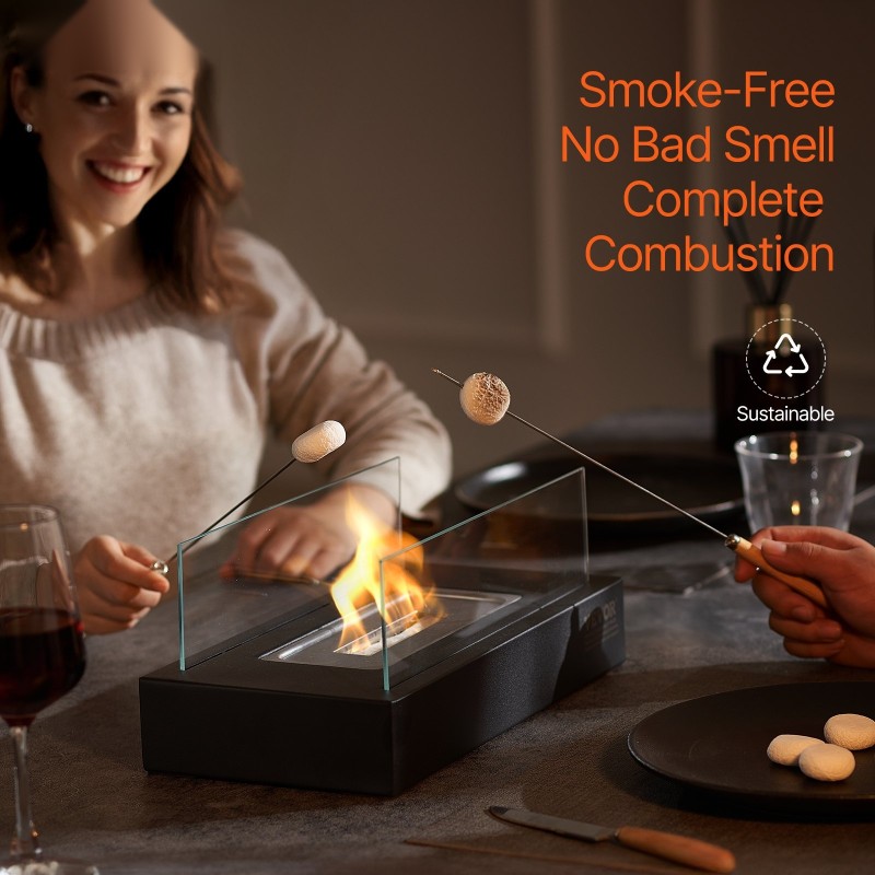 Pöytätakka 14-tuumainen hiiliteräs ruostumaton teräs lasi bioetanoli isopropyylipolttoaine sisä-ulkokäyttö sammutuskansi