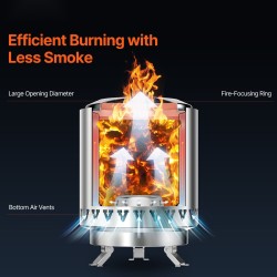 Pöytätulisija ruostumattomasta teräksestä savuton sisä- ja ulkokäyttöön polttopuulla ja pelleteillä punainen