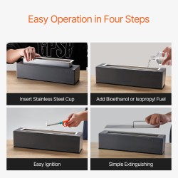 Pöytätakka sementti ja ruostumaton teräs savuton bioetanolilla ja isopropyylipolttoaineella toimiva sammutuskannella