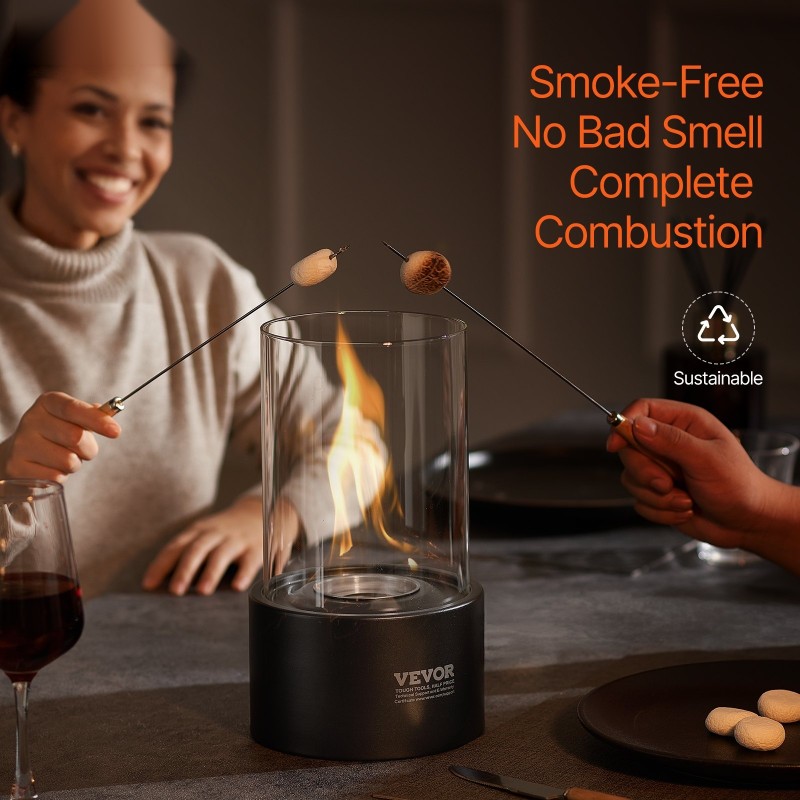 Pöytätulisija hiiliteräs ja lämpöä kestävä lasi 160×160×285 mm savuton sisä- ja ulkokäyttöön