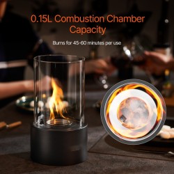 Pöytätulisija hiiliteräs ja lämpöä kestävä lasi 160×160×285 mm savuton sisä- ja ulkokäyttöön