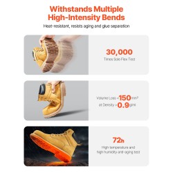 Turvakengät teräskärjellä vedenpitävä naudannahka koko UK 8 ruskeankeltainen liukastumaton kumipohja