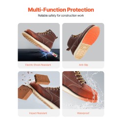 Teräskärkiset nahkaiset työsaappaat koko US-9.5 1 pari vedenpitävät rakennustöihin