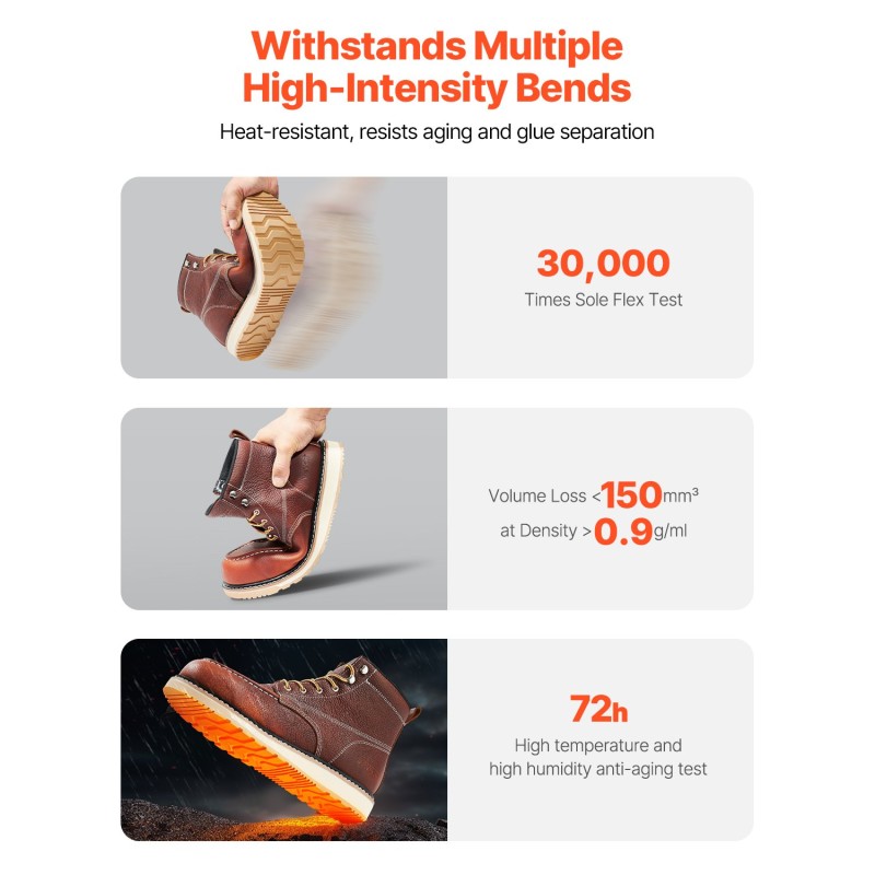 Teräskärkiset nahkaiset työsaappaat koko US-9.5 1 pari vedenpitävät rakennustöihin