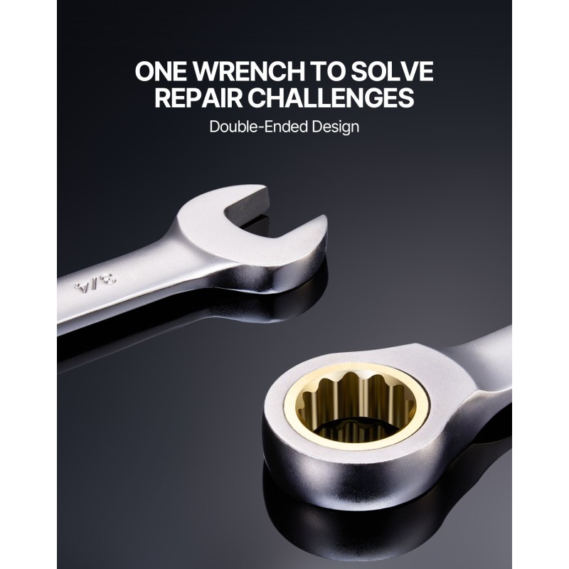 Räikkälenkkiavainsarja 24-osainen kromivanadiiniteräs ja hiiliteräs 8–19 mm tuumakoot 1/4–7/8 säilytystelineellä autokorjauksiin