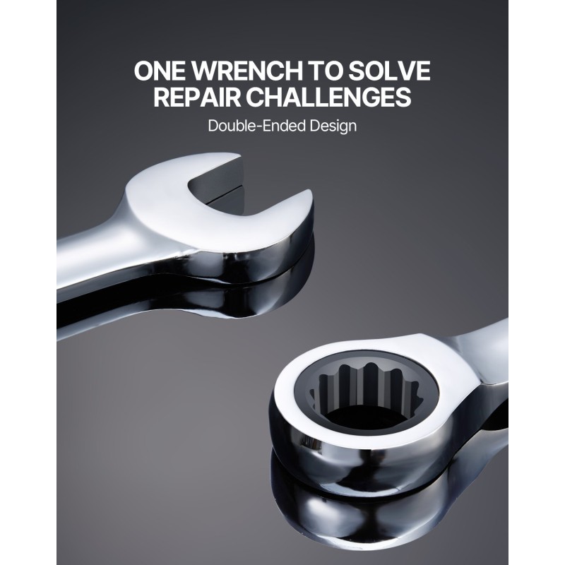 16-osainen metrinen räikkälenkkisarja 8–24 mm kromivanadiiniteräs hiiliteräs kantotelineellä