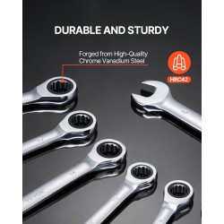 Räikkälenkkiavainsarja 8-osainen kromivanadiiniteräksinen 8–19 mm säilytystelineellä yleiskäyttöön