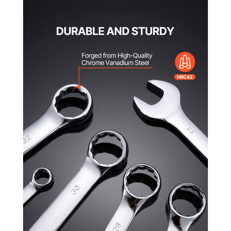 Kiintoavainsarja 25-osainen hiiliteräs metrinen koot 6–32 mm rullattavassa pussissa