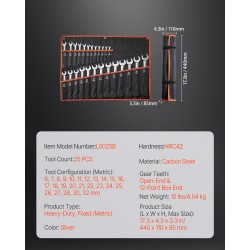 Kiintoavainsarja 25-osainen hiiliteräs metrinen koot 6–32 mm rullattavassa pussissa