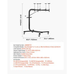 Kovakaton nostolaite Q235B-hiiliteräs kantavuus 90,7 kg sopii Jeep Wrangler ja Ford Bronco