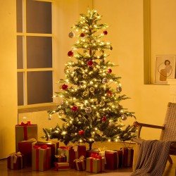 Tekokuusi 1,98 m PE ja PVC 900 oksakärkeä 350 lämmintä LED-valoa metallijalalla