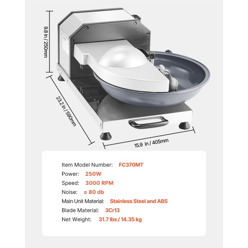 Elintarvikeprosessori ja vihannesleikkuri ruostumatonta terästä S-muotoisella terällä vihanneksille ja hedelmille