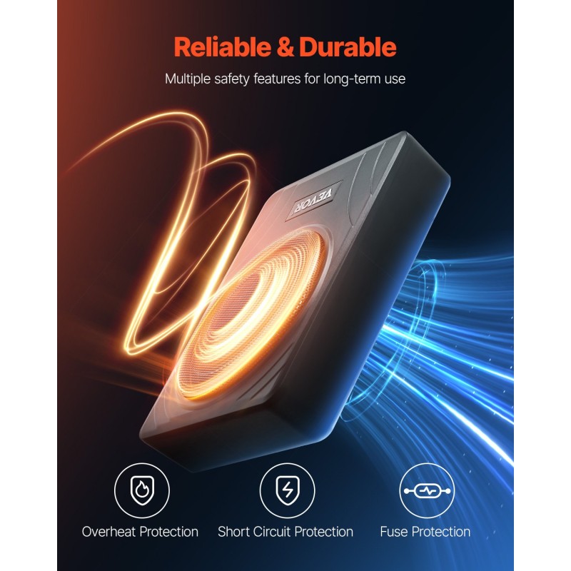 Auton penkin alle asennettava 8 tuuman aktiivisubbassokaiutin 300 W sisäänrakennettu vahvistin