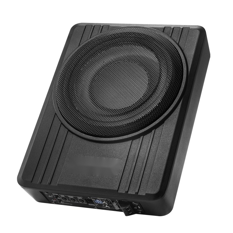 Matalaprofiilinen 10-tuumainen aktiivinen subwoofer istuimen alle alumiiniseosrungolla 300 watin huipputeho