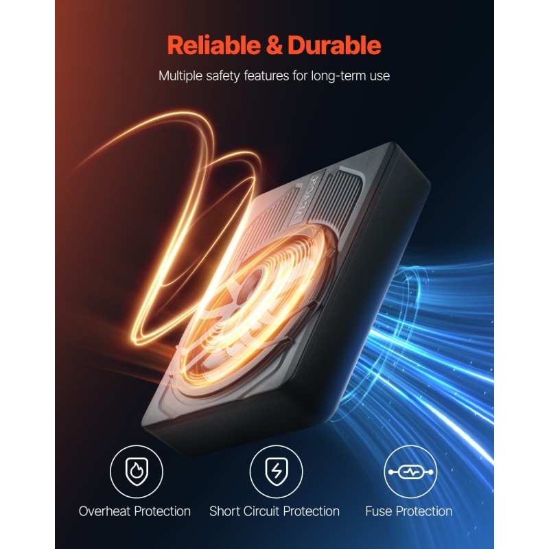 Penkin alle asennettava 10 tuuman matalarunkoinen subwoofer sisäänrakennetulla vahvistimella sinisellä tunnelmavalolla autoihin