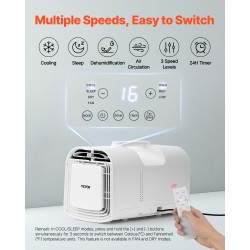 Kannettava ilmastointilaite 4250 BTU 16–32℃ 3 puhallusnopeutta valkoinen