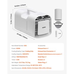 Kannettava ilmastointilaite 4250 BTU 16–32℃ 3 puhallusnopeutta valkoinen