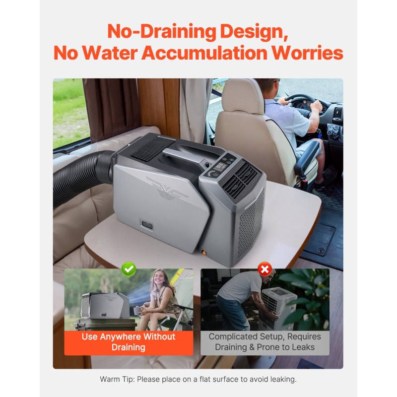 Kannettava ilmastointilaite 5000 BTU 3 puhallusnopeutta 16–32 °C vaihtovirta ja tasavirta