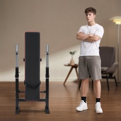 Säädettävä teräsvoimaharjoittelupenkki taittuva kyykkytelineellä leuanvetokahvoilla ja tasopenkillä kotisalille